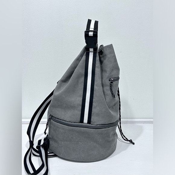 Travelon Gray Unisex Cotton Canvas Coastal Cinch Bag & Insulated Cooler Backpack - Picture 6 of 16